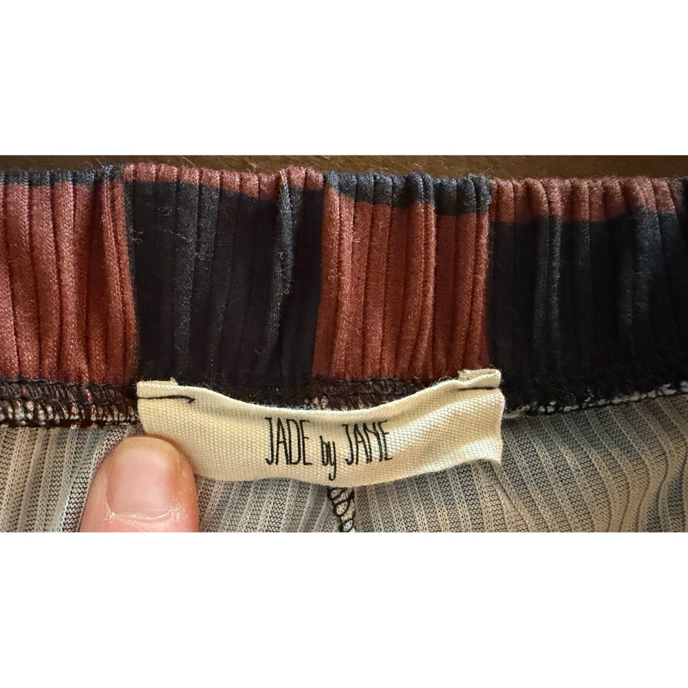 Jade by Jane Womens XL Checkerboard Ribbed Knit Top and Wide Leg Pants Set Brown - Picture 6 of 11